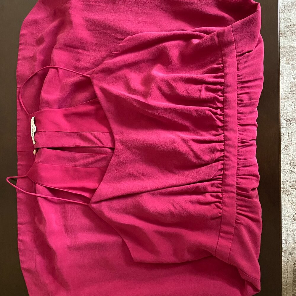 Madewell Silk Fuchsia Pink Strappy Mini Dress Size 8 - Picture 7 of 11